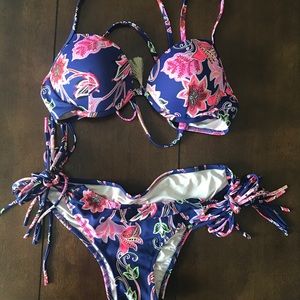 Purple and Pink Floral Bikini, Small